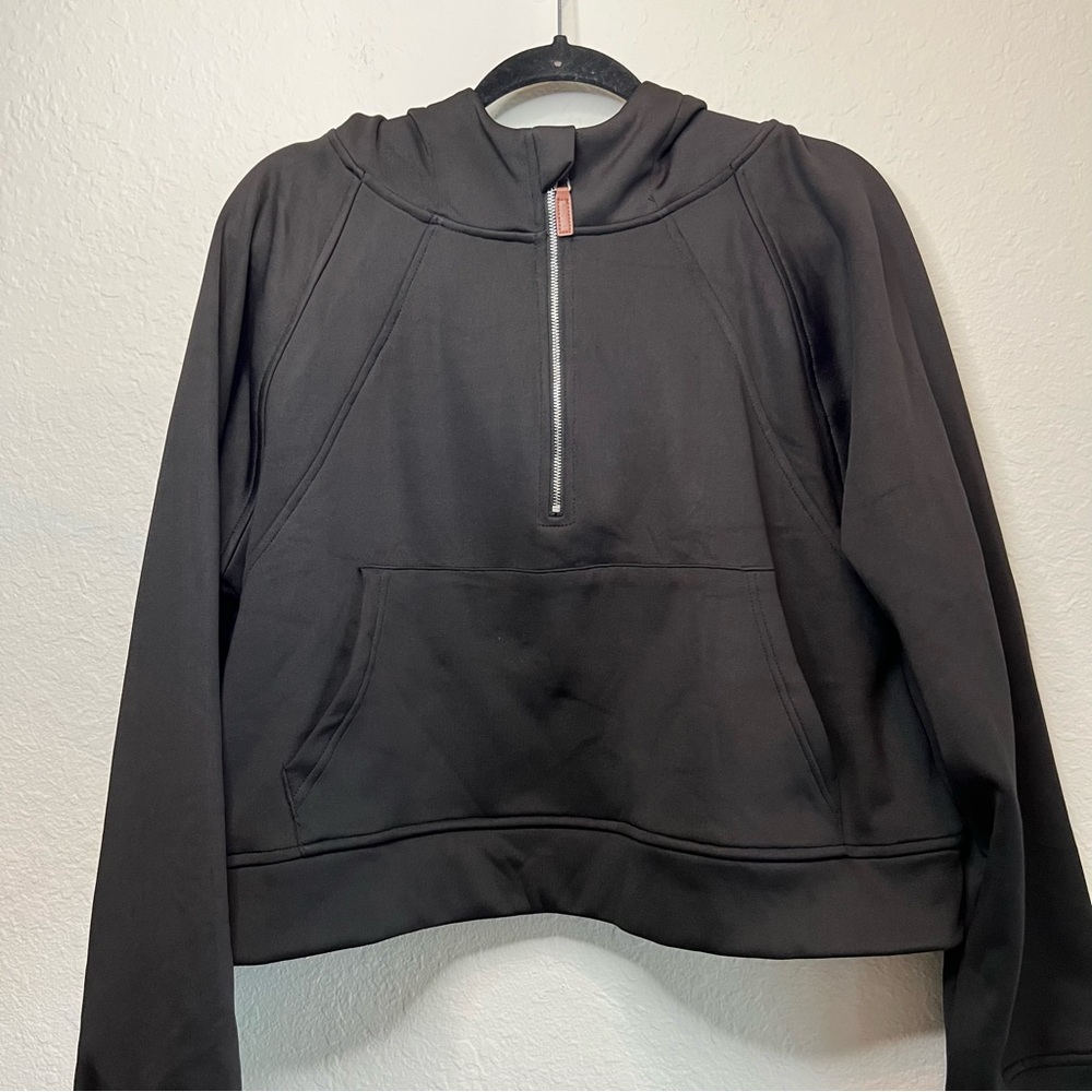LASLULU  cropped hoodie black thumb holes XL